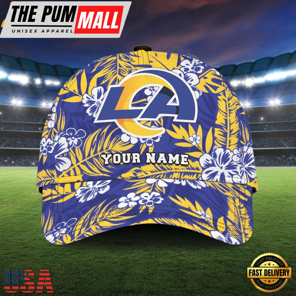 NFL Custom Name Los Angeles Rams Flowers Baseball Cap Snapback Hats