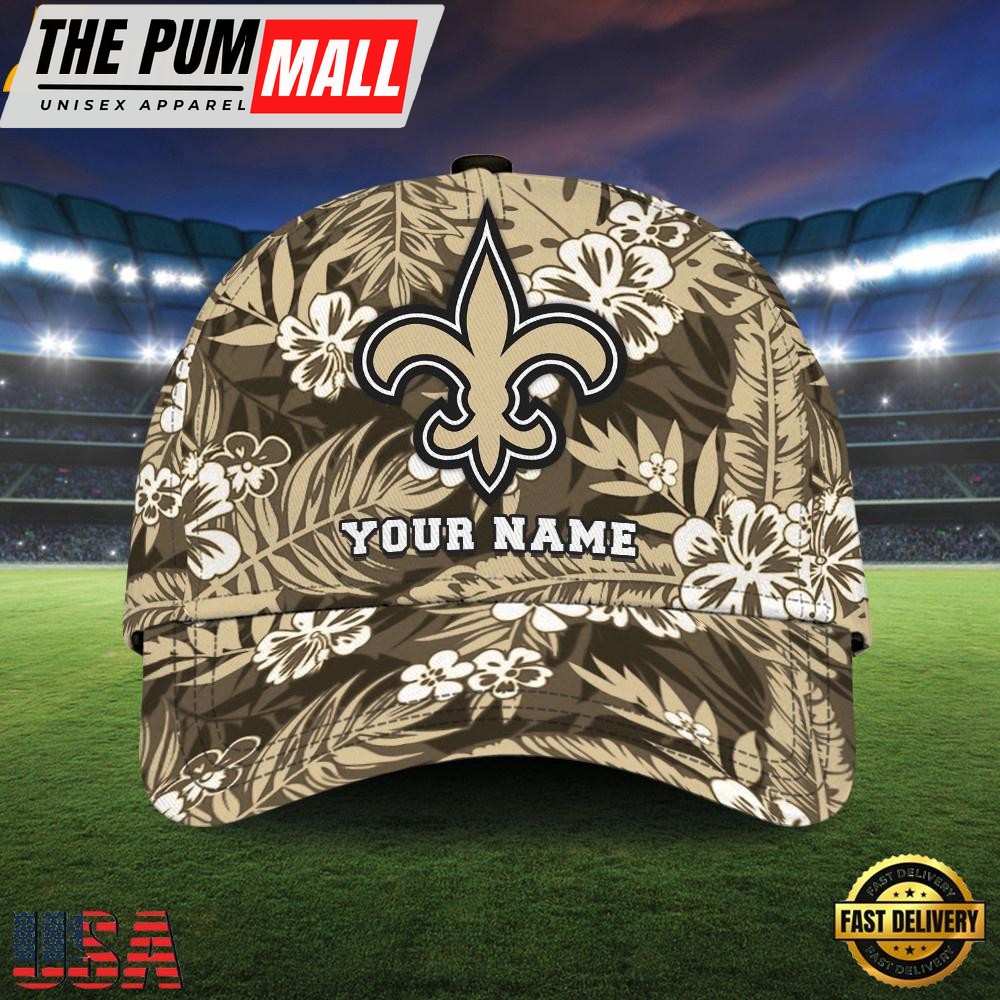 NFL Custom Name New Orleans Saints Flowers Baseball Cap Snapback Hats