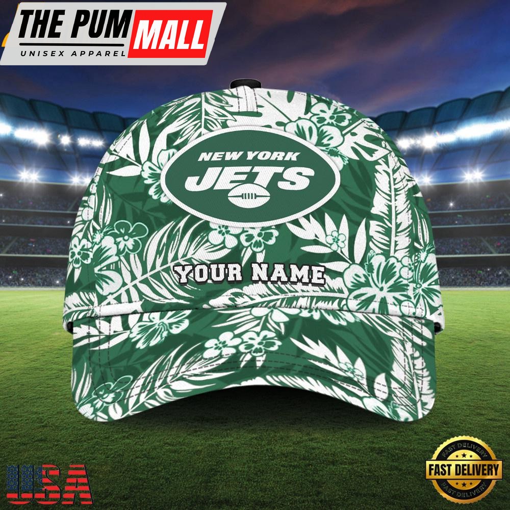 NFL Custom Name New York Jets Flowers Baseball Cap Snapback Hats