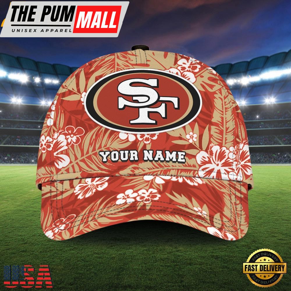 NFL Custom Name San Francisco 49ers Flowers Baseball Cap Snapback Hats