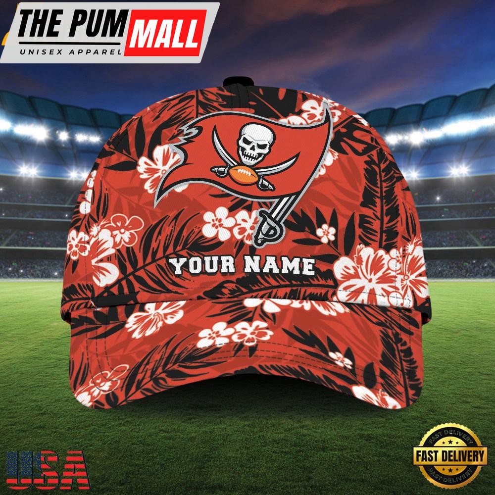 NFL Custom Name Tampa Bay Buccaneers Flowers Baseball Cap Snapback Hats