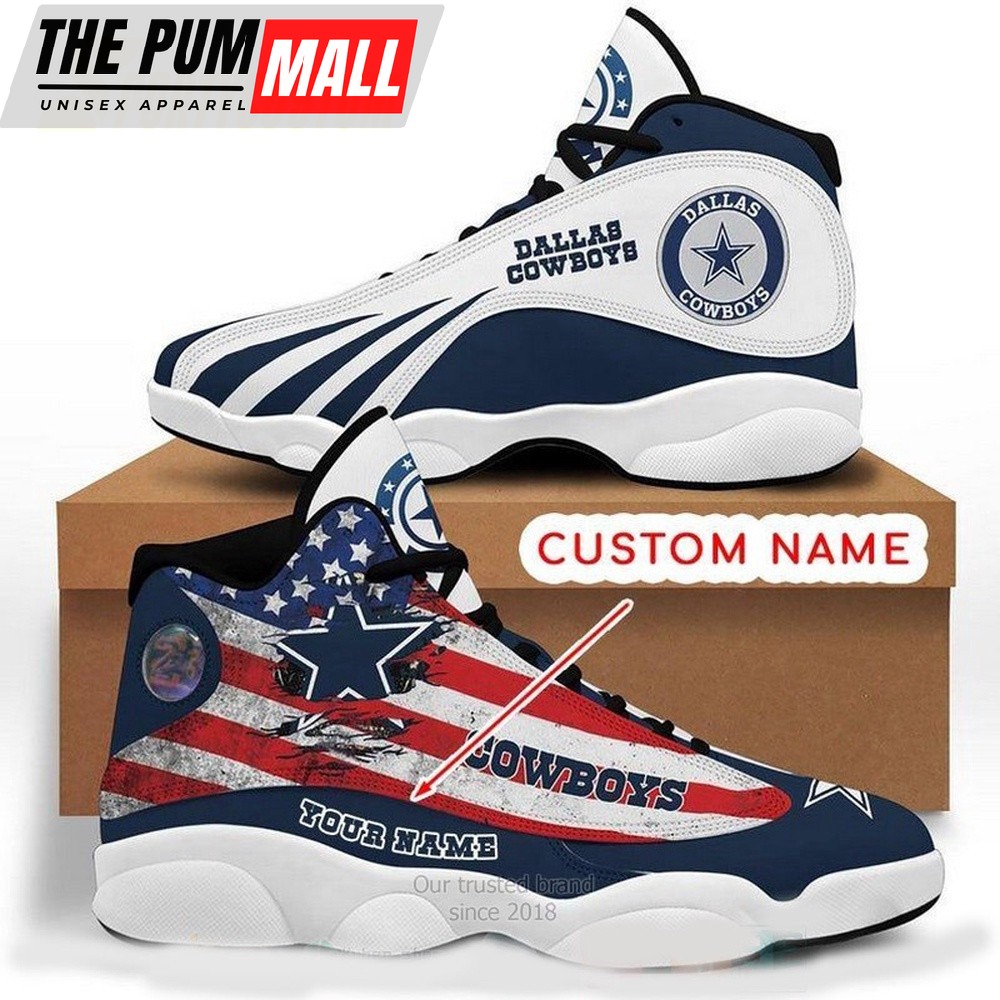 NFL Dallas Cowboys American Flag Custom Air Jd 13 Shoes