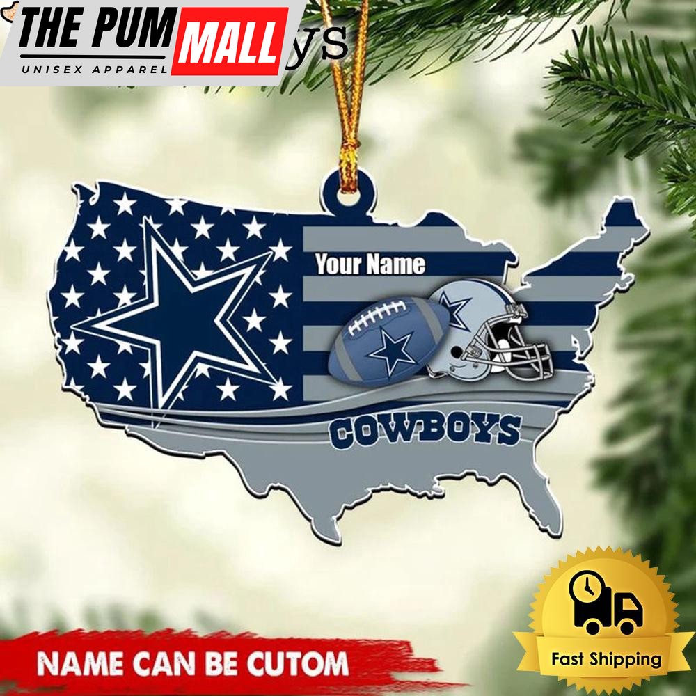 NFL Dallas Cowboys American Flag Logo Team Custom Christmas Ornament Limited Edition
