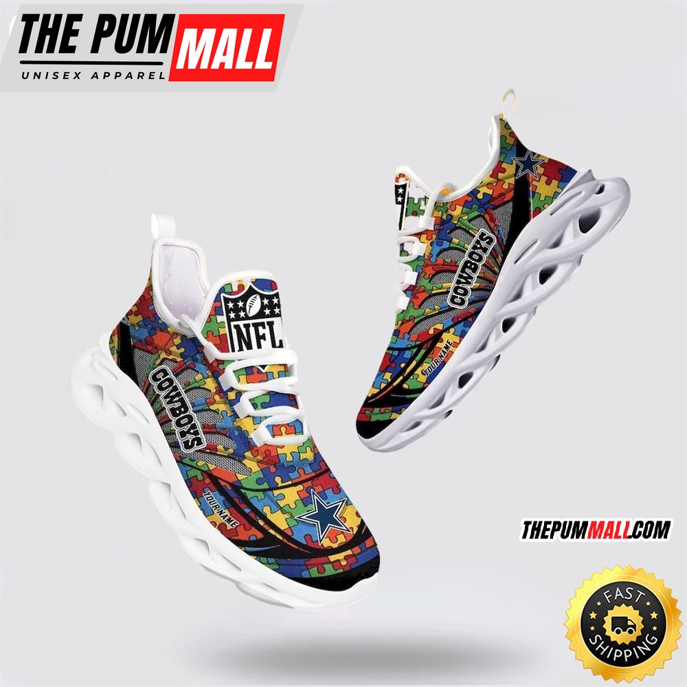 NFL Dallas Cowboys Autism Awareness Max Soul Shoes Perfect Gift For Football Fans