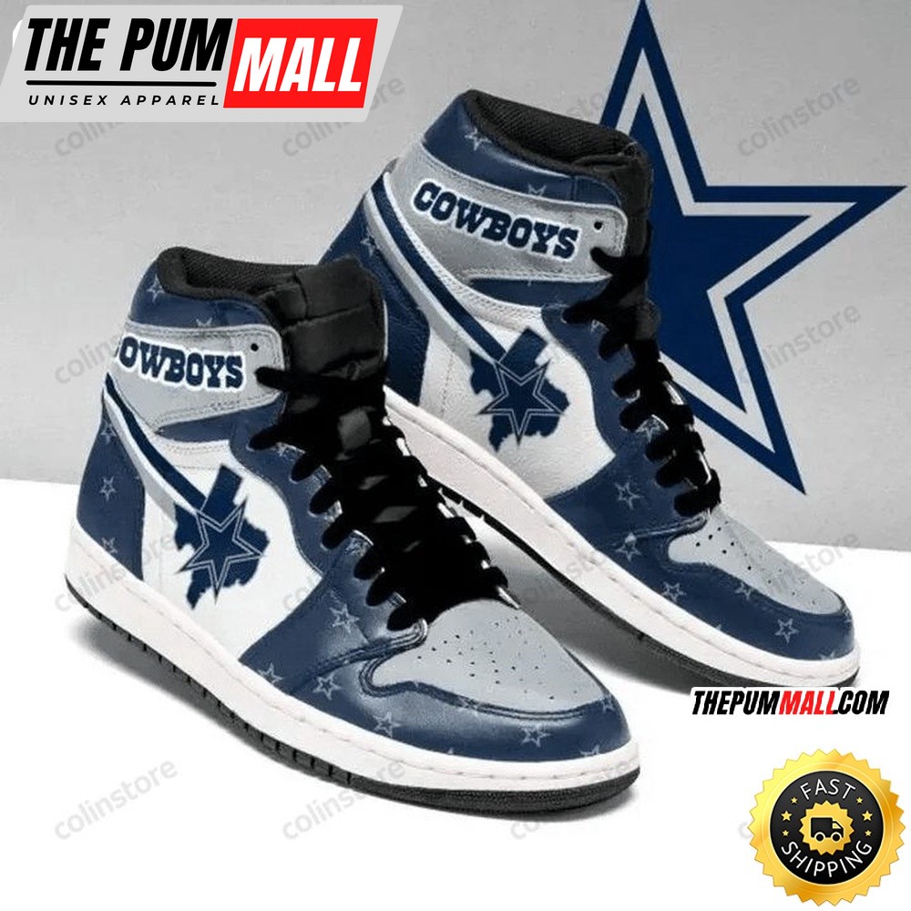 NFL Dallas Cowboys Blue Grey White Air Jd 1 High Sneakers