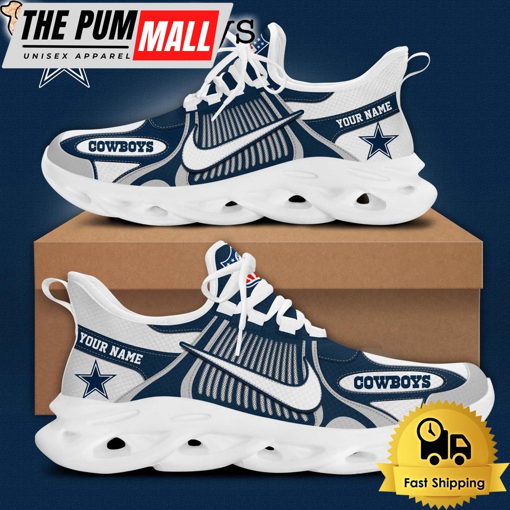 NFL Dallas Cowboys Blue White Stripes Logo Custom Clunky Max Soul Shoes