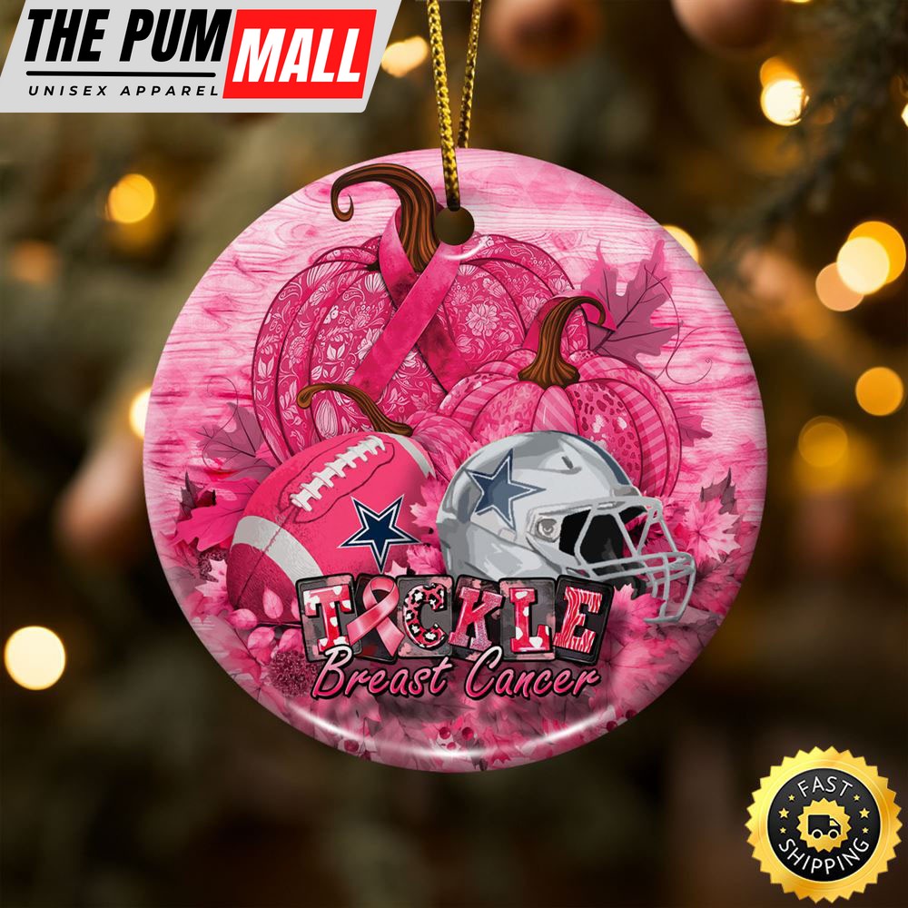 NFL Dallas Cowboys Breast Cancer And Sport Team Ceramic Ornament Limited Edition