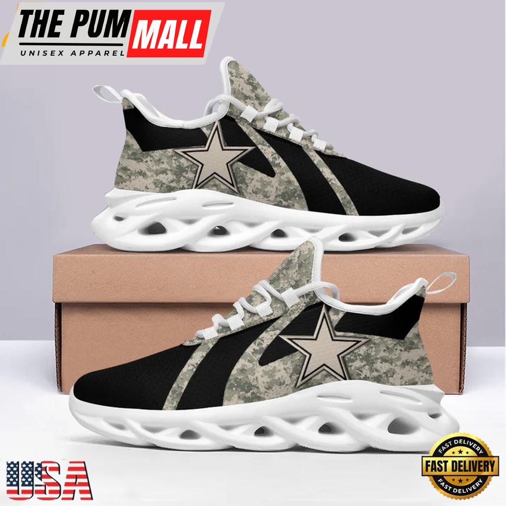 NFL Dallas Cowboys Camo Pattern Max Soul Shoes, Running Sneakers Shoes, Fan Gifts