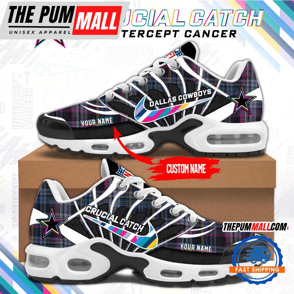 NFL Dallas Cowboys Crucial Catch Intercept Cancer Air Max Plus Shoes Sneaker