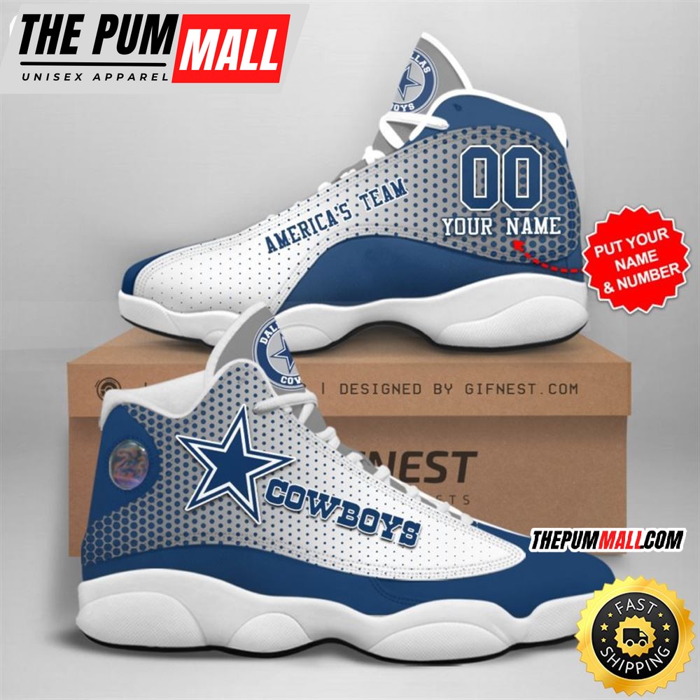 NFL Dallas Cowboys Custom Name Air Jd 13 Shoes V15