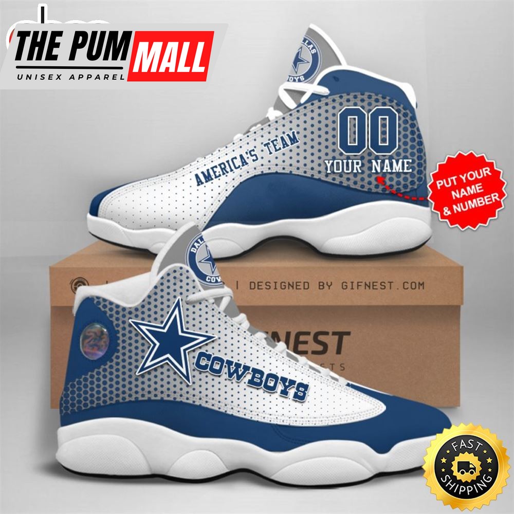 NFL Dallas Cowboys Custom Name Air Jd 13 Shoes V15