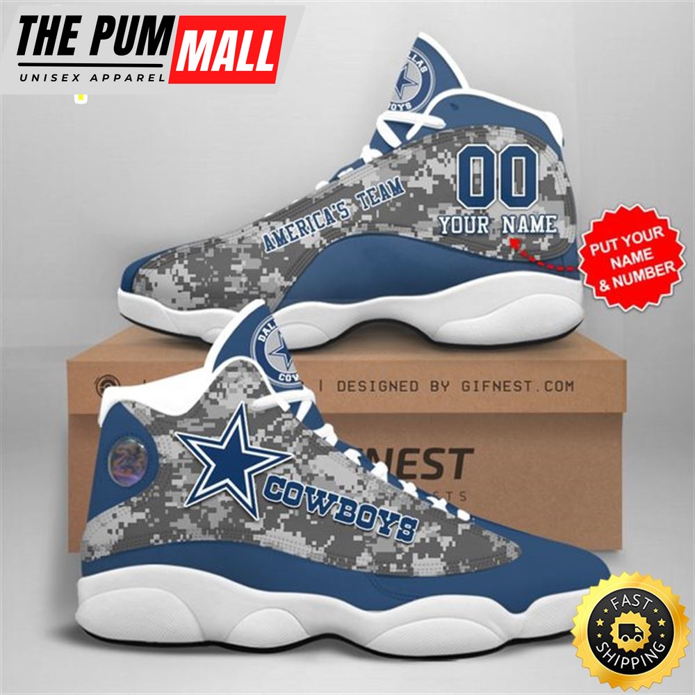 NFL Dallas Cowboys Custom Name Number Air Jd 13 Shoes V13