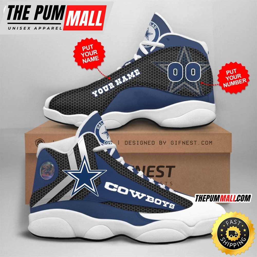 NFL Dallas Cowboys Custom Name Number Air Jd 13 Shoes V9