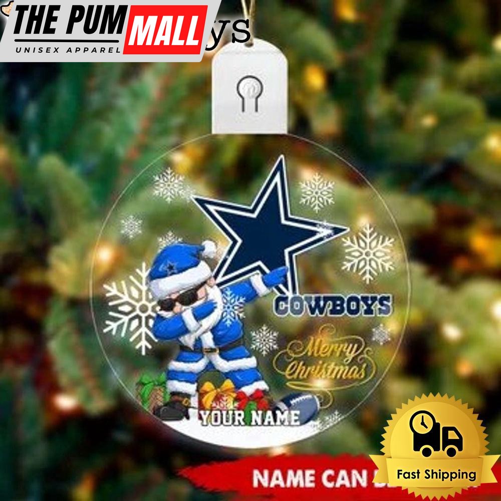 NFL Dallas Cowboys Dabbing Santa Custom Circle Led Acrylic Ornament Limited Edition