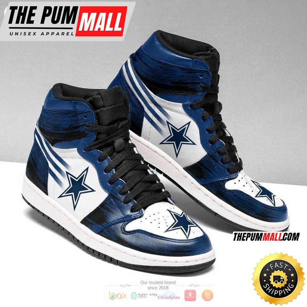 NFL Dallas Cowboys Dark Blue White Logo Air Jd 1 High Sneakers