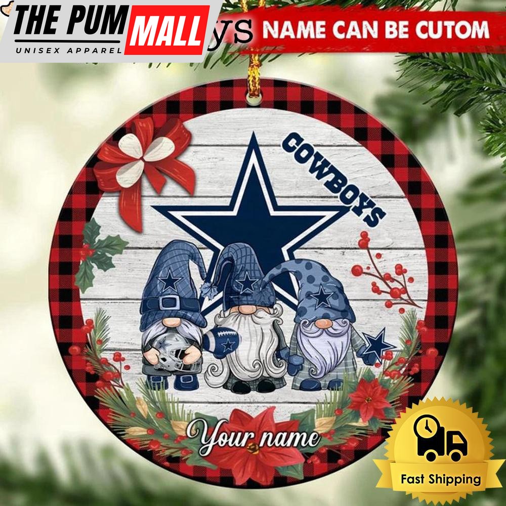 NFL Dallas Cowboys Football 3 Gnome Custom Christmas Ornament Limited Edition