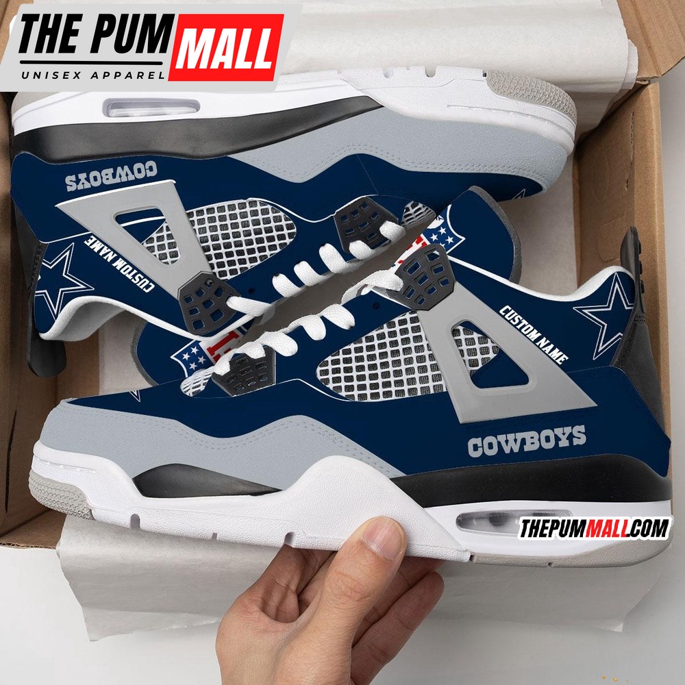 NFL Dallas Cowboys Football Team Air Jd 4 Shoes, Personalized AJ4 Sneaker