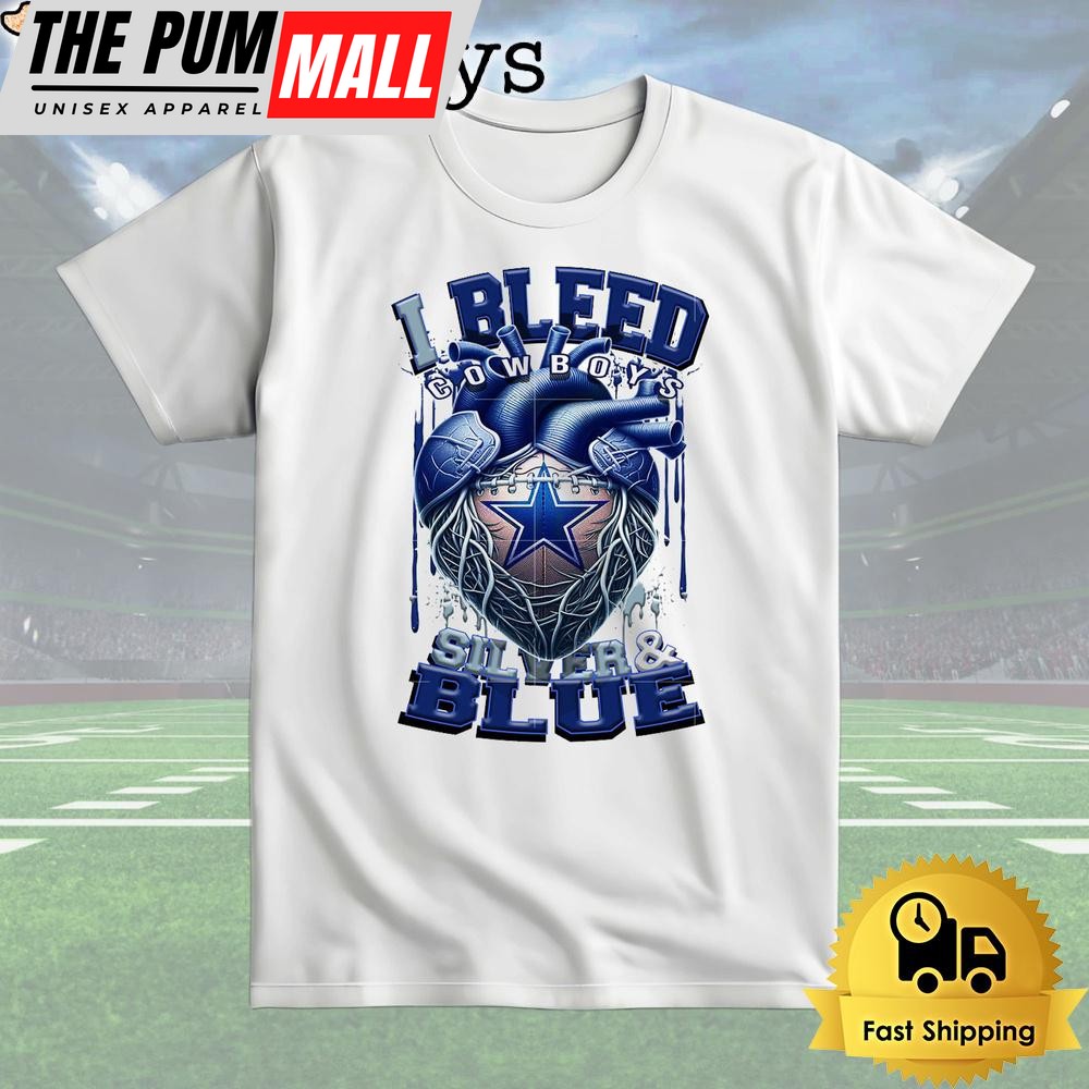 NFL Dallas Cowboys I bleed Silver Blue T Shirt