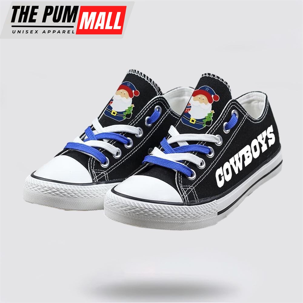 NFL Dallas Cowboys Low Top Canvas Print Chrismas Design Shoes Sport Sneakers