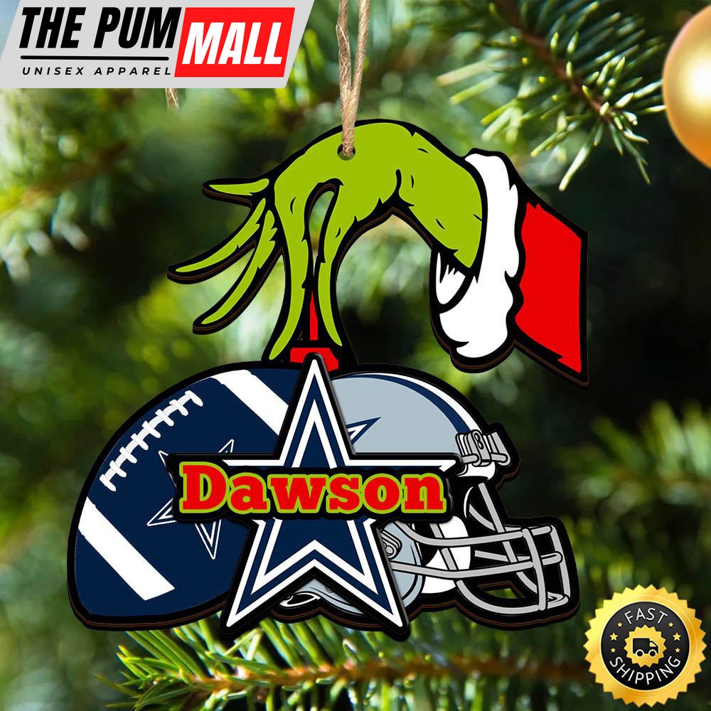 NFL Dallas Cowboys Personalized Your Name Grinch And Football Ornament Limited Edition