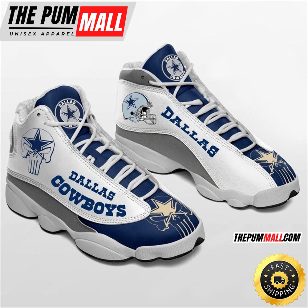 Nfl Dallas Cowboys Punisher Skull Air Jd 13 Sneaker Shoes