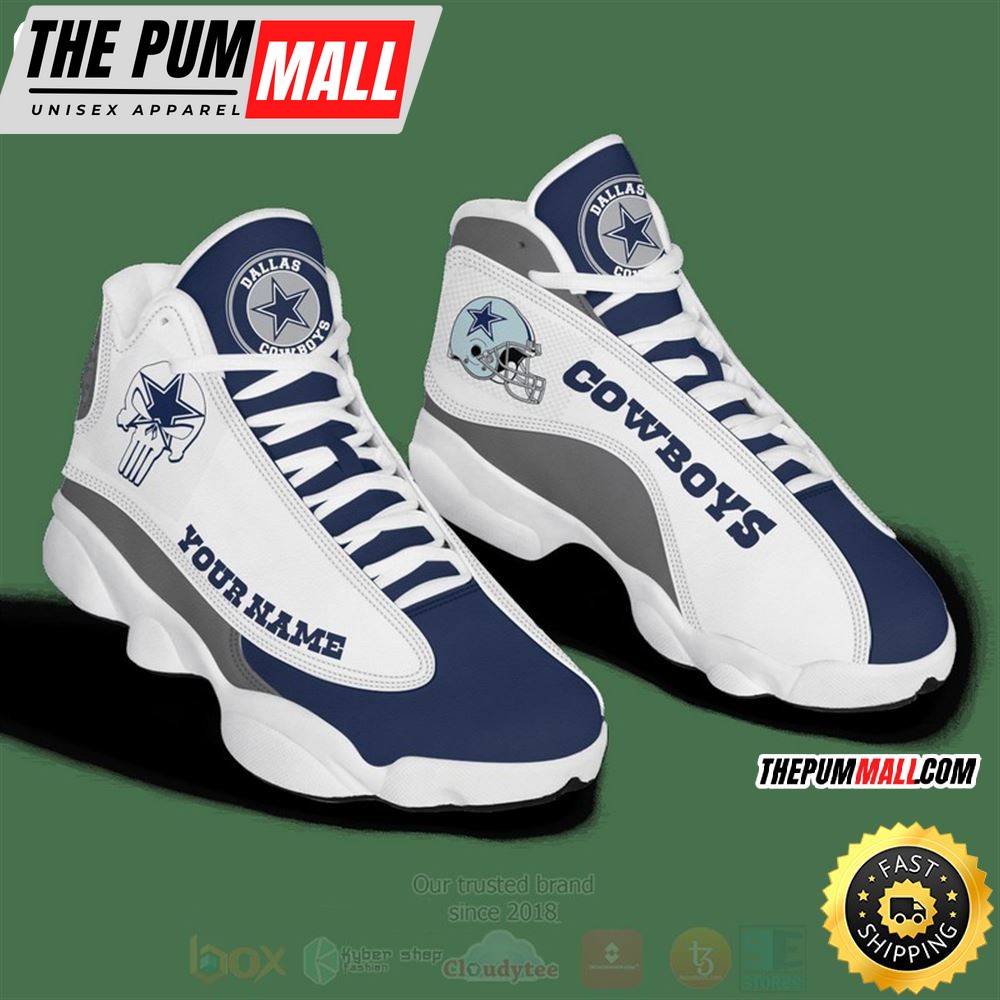 Nfl Dallas Cowboys Punisher Skull Custom Name Air Jd 13 Shoes