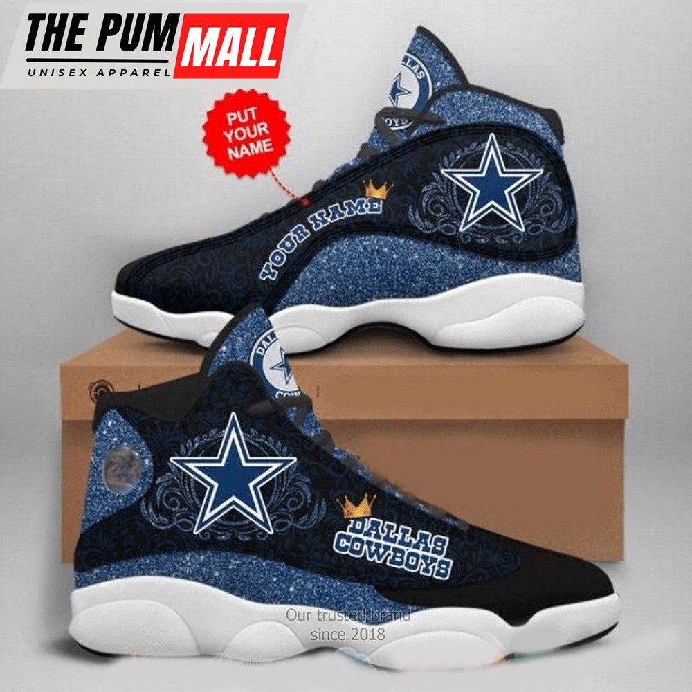 NFL Dallas Cowboys Queen Bling Bling Football Team Air Jd 13 Sneaker Shoes