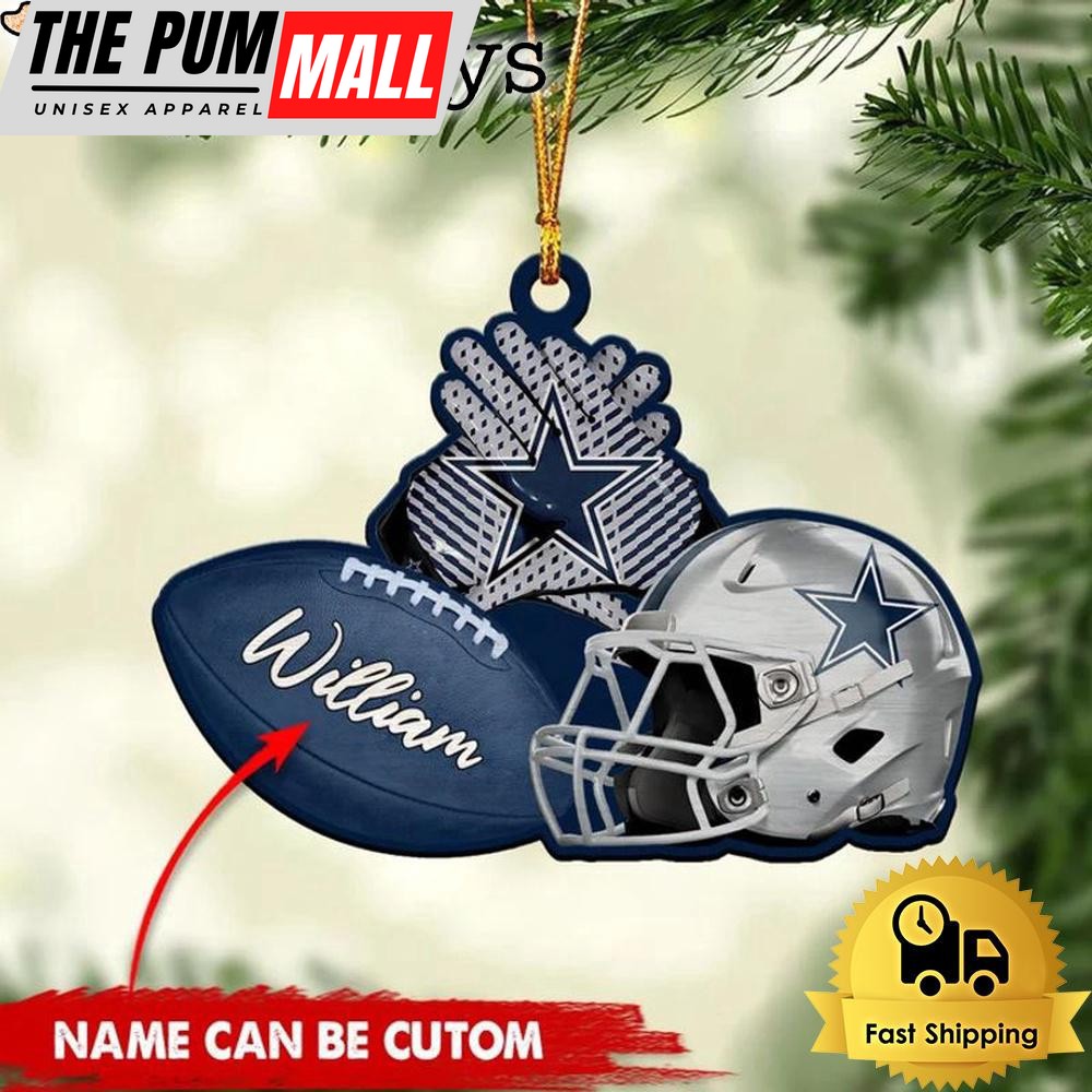 NFL Dallas Cowboys Rugby And Helmet Custom Christmas Ornament Limited Edition