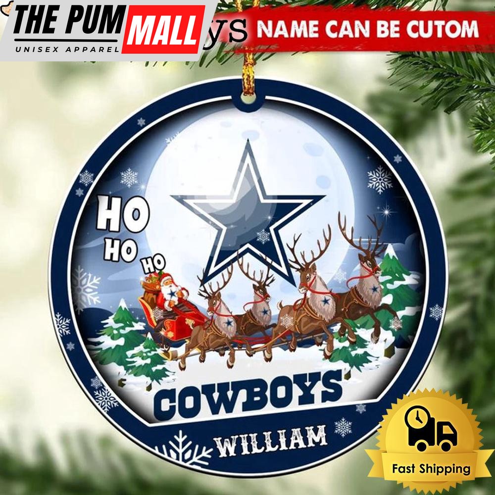 NFL Dallas Cowboys Santa And Reindeers Logo Team Custom Christmas Ornament Limited Edition