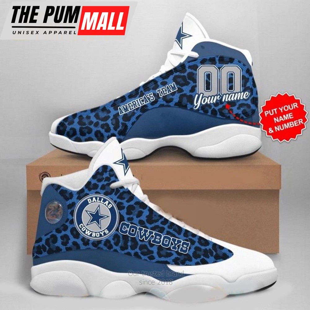 NFL Dallas Cowboys Team Blue Camo Custom Air Jd 13 Shoes