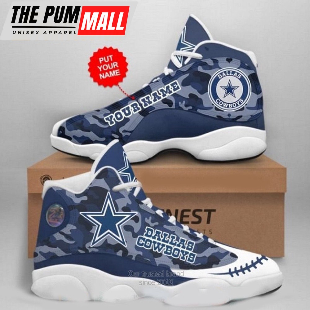 NFL Dallas Cowboys Team Blue Camo Custom Air Jd 13 Shoes Sneaker