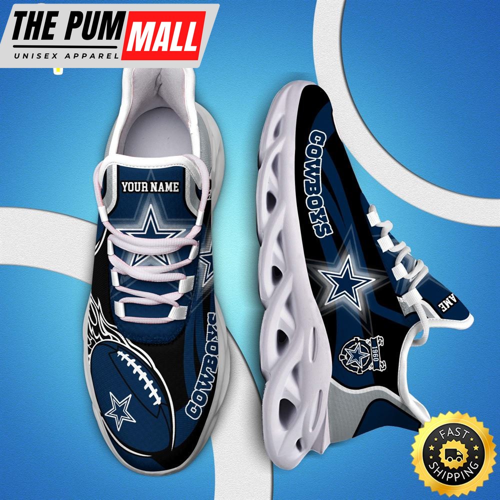 NFL Dallas Cowboys White C Sneakers Personalized Your Name