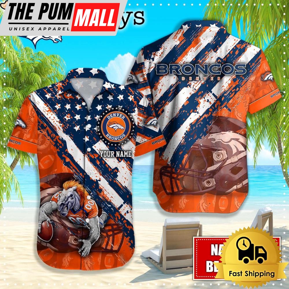 NFL Denver Broncos American Flag Custom Hawaiian Shirts