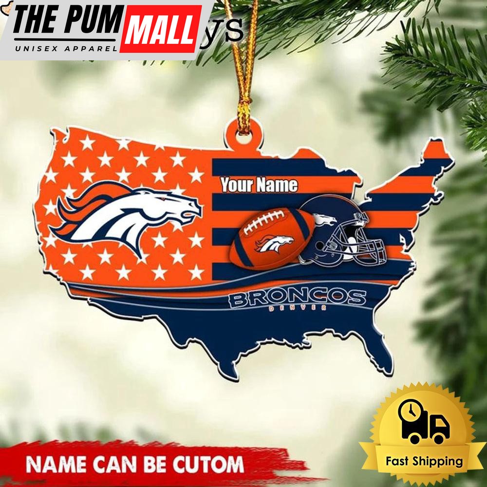 NFL Denver Broncos American Flag Logo Team Custom Christmas Ornament Limited Edition