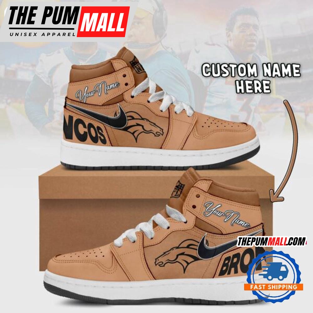 NFL Denver Broncos Brown Air Jd 1 Hightop Shoes