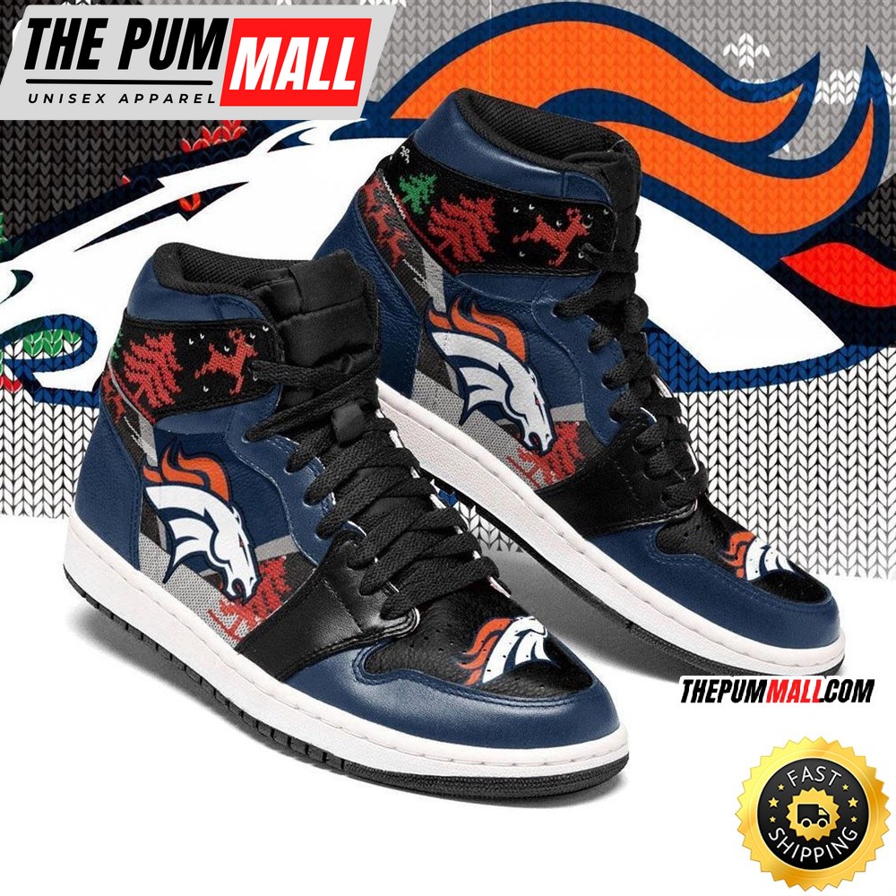 NFL Denver Broncos Christmas Blue Air Jd 1 High Sneakers