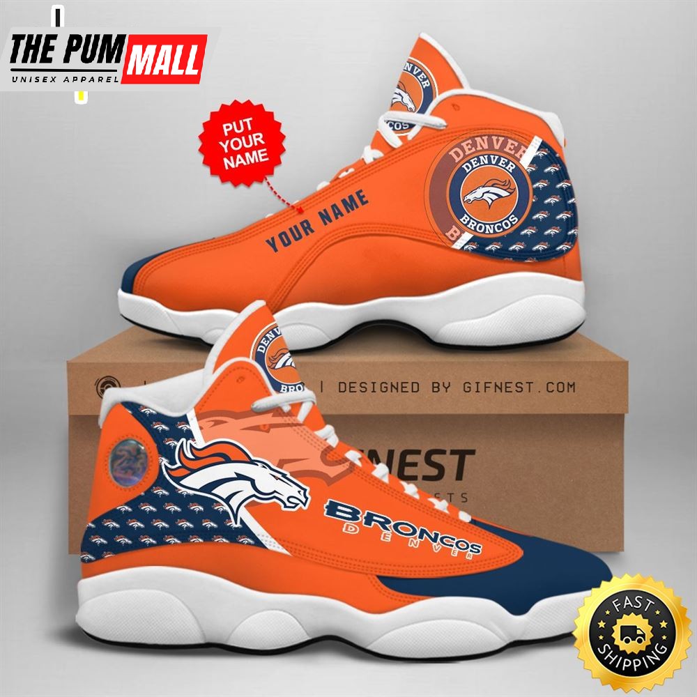 NFL Denver Broncos Custom Name Air Jd 13 Shoes V1