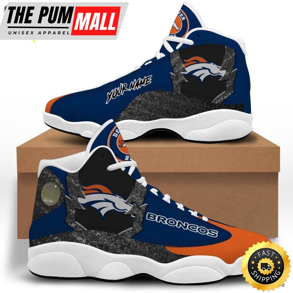 NFL Denver Broncos Custom Name Blue Orange Air Jd 13 Shoes