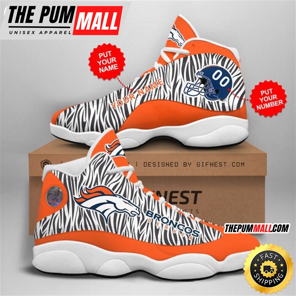NFL Denver Broncos Custom Name Number Air Jd 13 Shoes V2