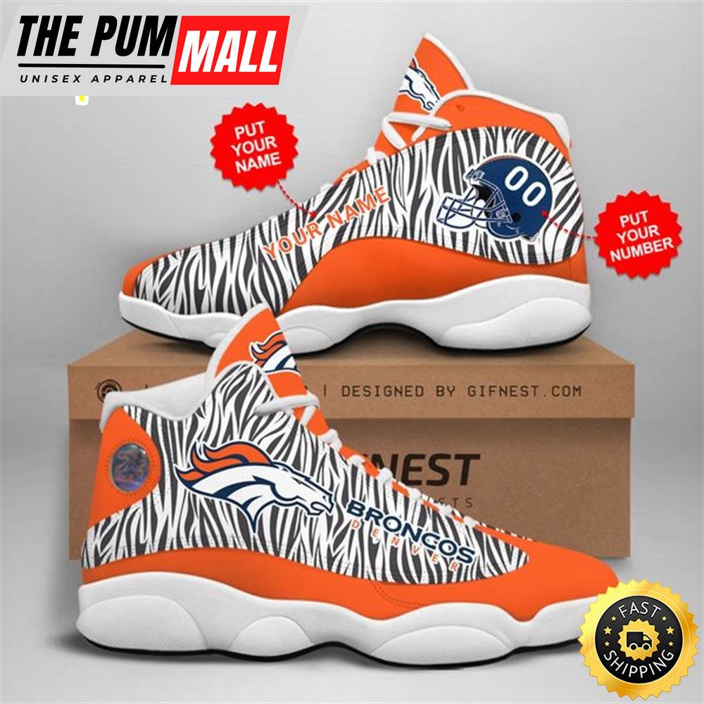 NFL Denver Broncos Custom Name Number Air Jd 13 Shoes V2
