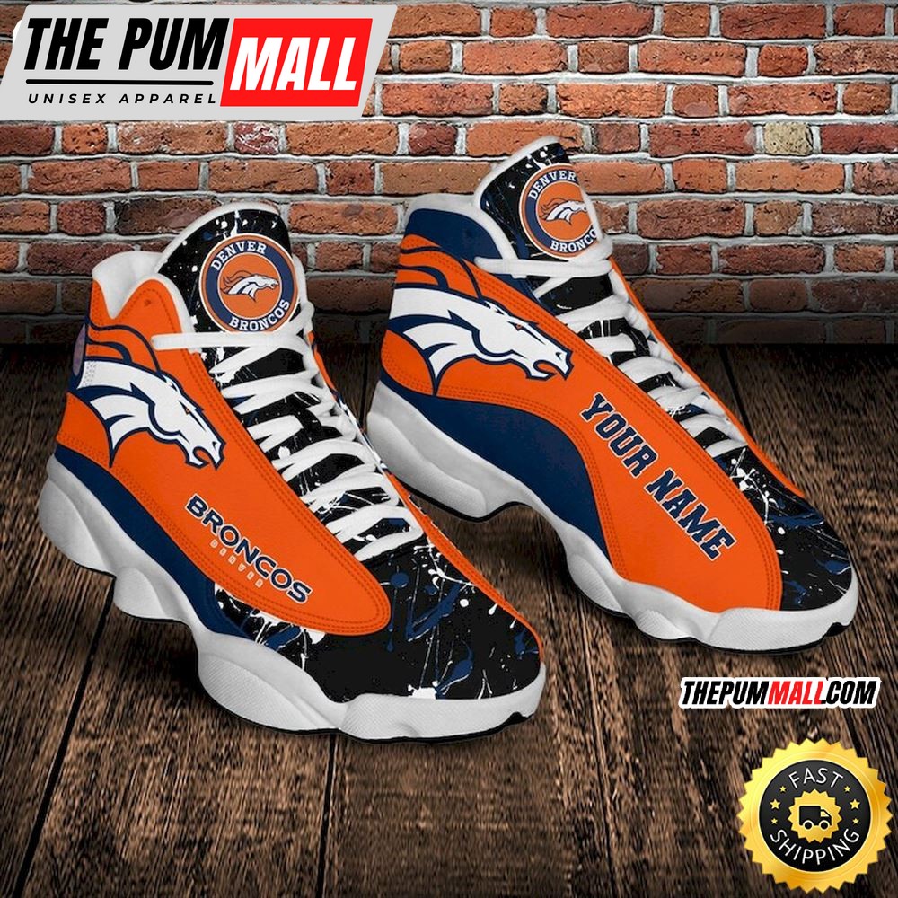 NFL Denver Broncos Custom Name Orange Black Air Jd 13 Shoes