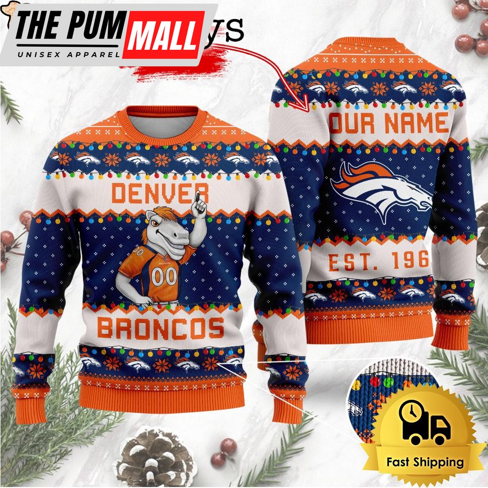 NFL Denver Broncos Cute Mascot Custom Ugly Christmas Sweater