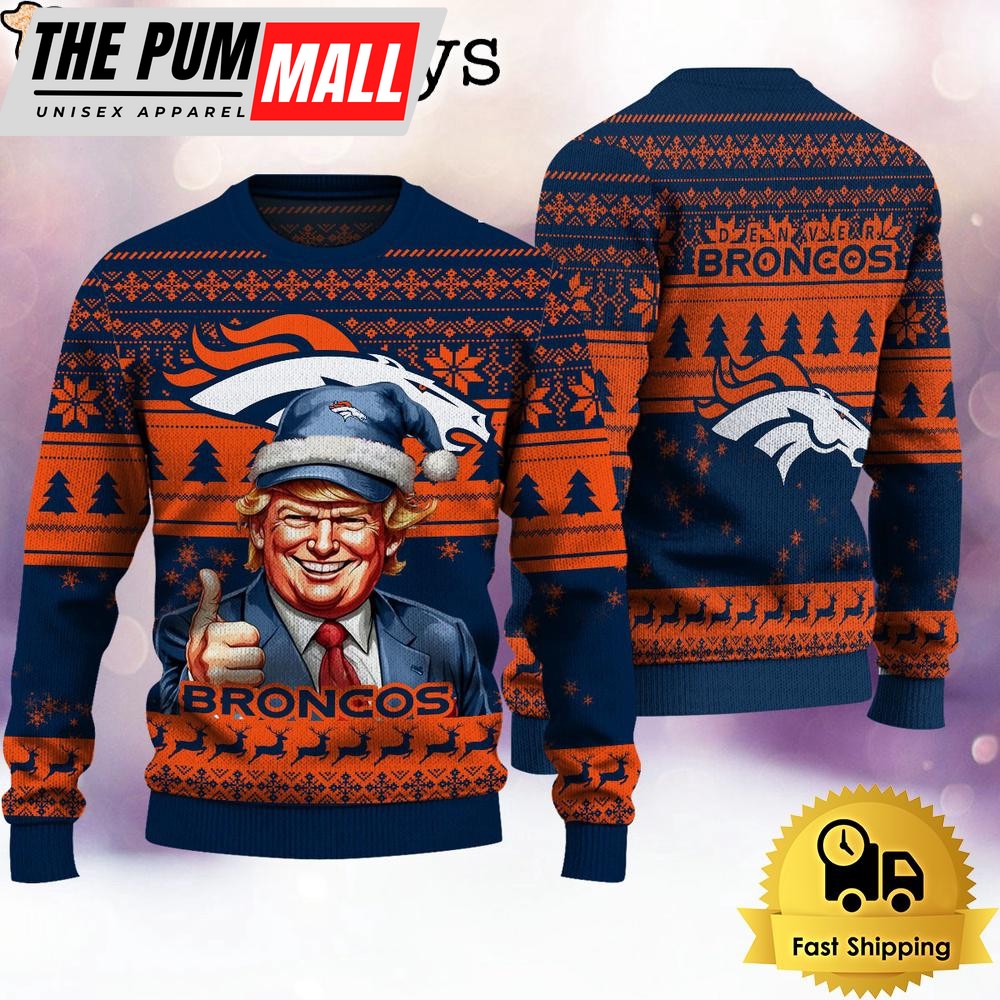 NFL Denver Broncos Donald Trump Ugly Christmas Sweater