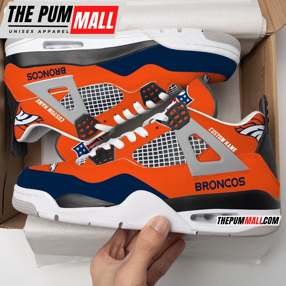 NFL Denver Broncos Football Team Air Jd 4 Shoes, Personalized AJ4 Sneaker