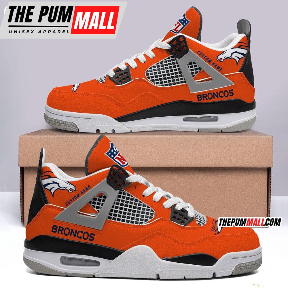 NFL Denver Broncos Football Team Air Jd 4 Shoes Sneaker