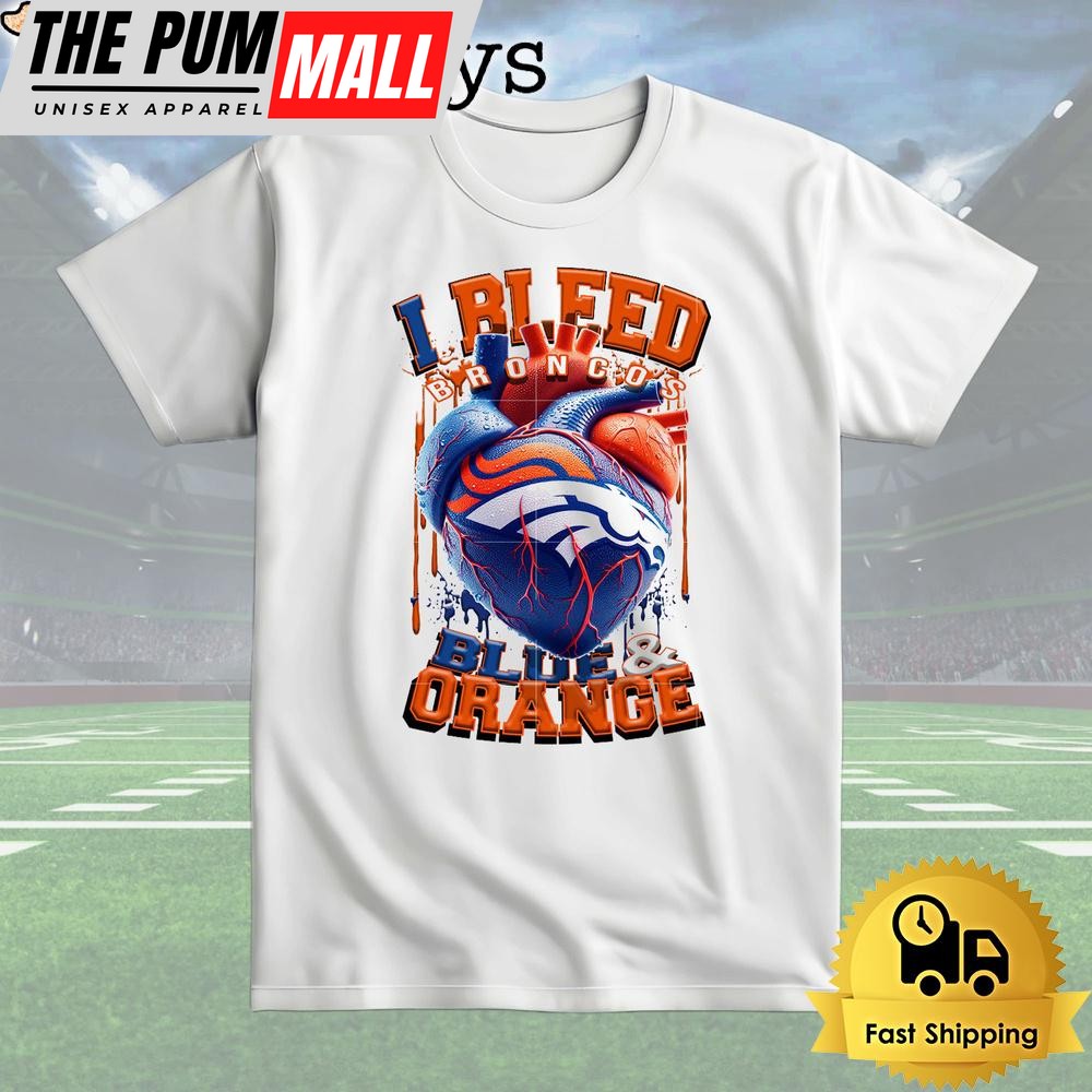 NFL Denver Broncos I bleed Blue Orance T Shirt