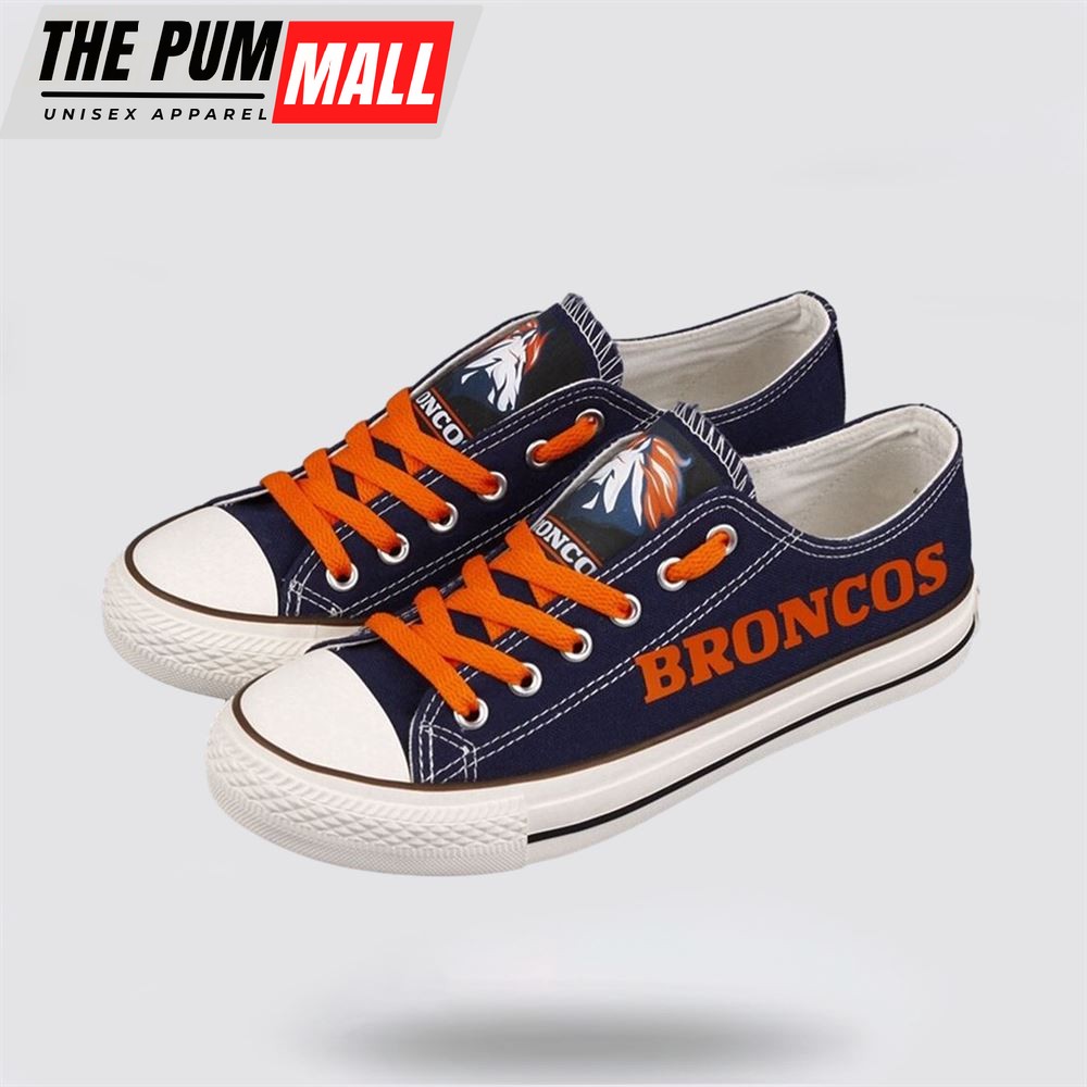 NFL Denver Broncos Low Top Canvas Shoes Sport Sneakers Dominate The Streets With Authentic Nfl Style