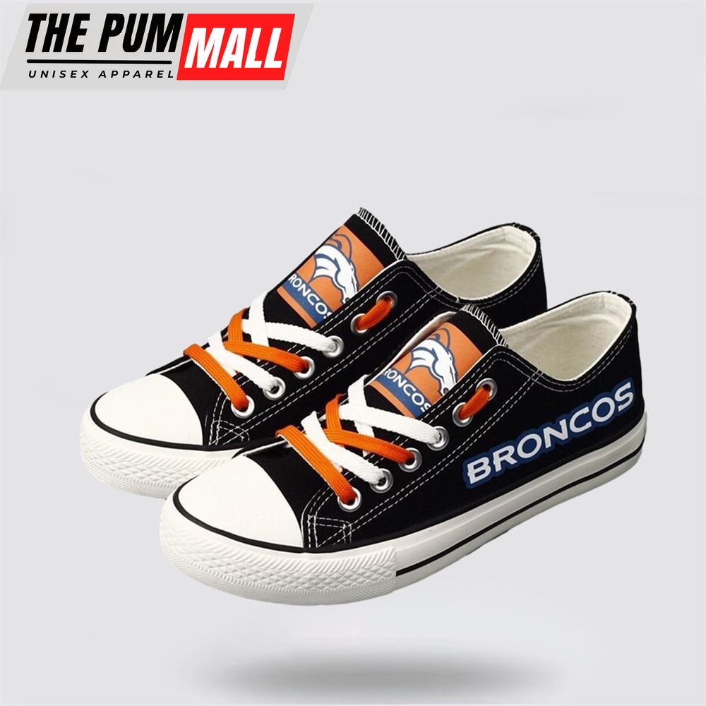 NFL Denver Broncos Low Top Canvas Shoes Sport Sneakers Fuel Your Passion For The Game With Every Stride