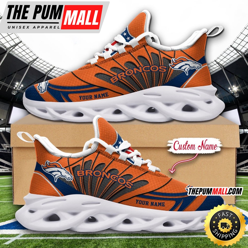 NFL Denver Broncos Max Soul Shoes Custom Name Football Shoes Sports