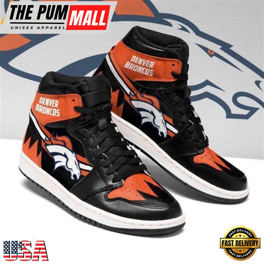 NFL Denver Broncos Orange Black Air Jd 1 High Sneakers For Men Women